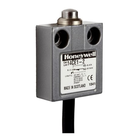 HONEYWELL Snap Acting/Limit Switch, Spdt, Momentary, 5A, 4Mm, Wire Terminal, Top Plunger Actuator, Panel Mount 14CE1-7